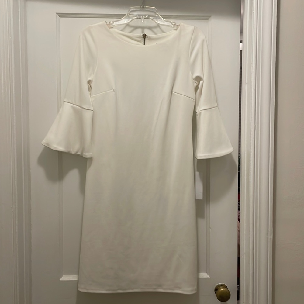White bell sleeve dress
